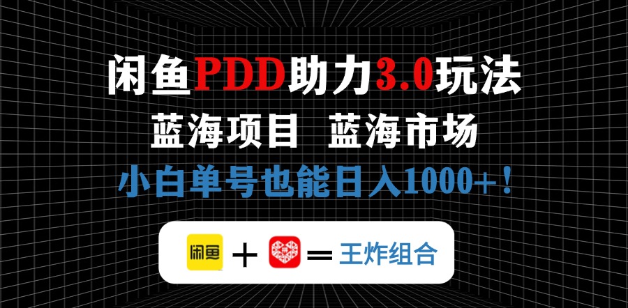 （14516期）闲鱼卖拼多多助力项目，蓝海市场新手也能单号日入1000+-小白网创