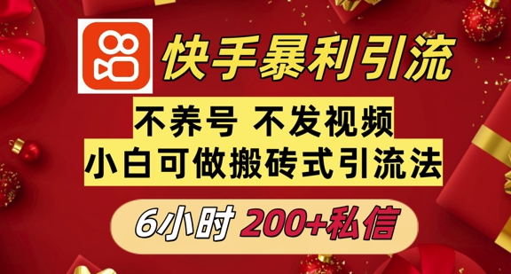 利用快手平台6小时不到200+私信，不发视频不养号-小白网创