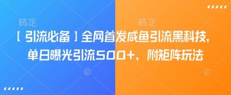 【引流必备】全网首发咸鱼引流黑科技，单日曝光引流500+，附矩阵玩法【揭秘】-小白网创