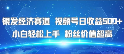 银发经济赛道 视频号日收益5张+ 小白轻松上手  粉丝价值超高-小白网创