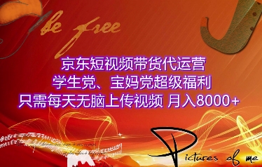 京东短视频带货代运营，学生党、宝妈党超级福利，只需每天无脑上传视频，月入8000+【仅揭秘】-小白网创