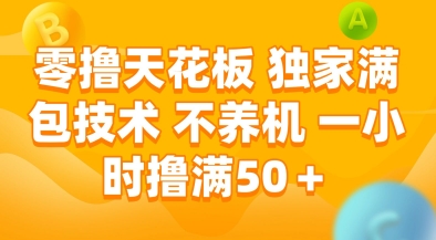 零撸天花板，独家满包技术，不用养机，一小时撸满50+，收益稳定【揭秘】-小白网创
