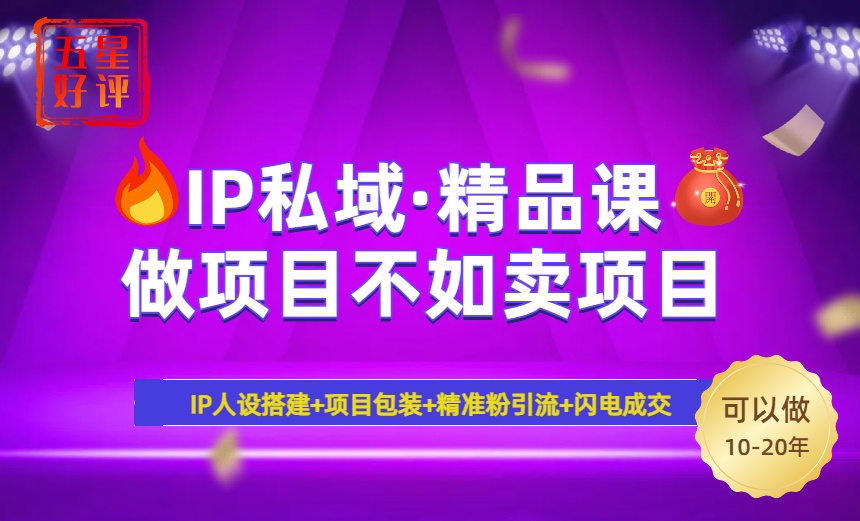 （14406期）2025年“IP私域·密训精品课”，日赚3000+小白避坑年赚百万，暴力引流…-小白网创