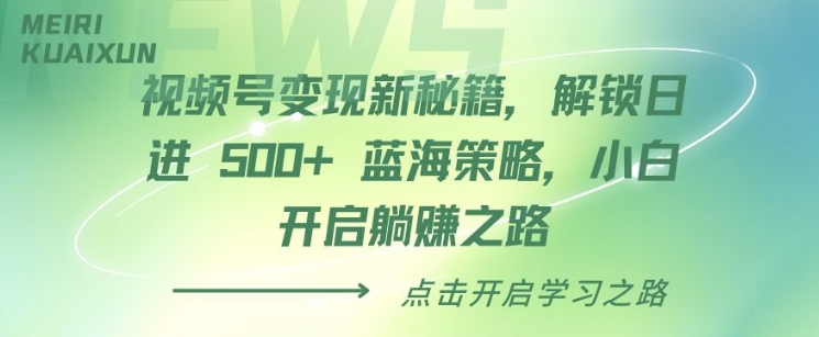 视频号变现新秘籍，解锁日进 5张 蓝海策略，小白开启躺Z之路-小白网创