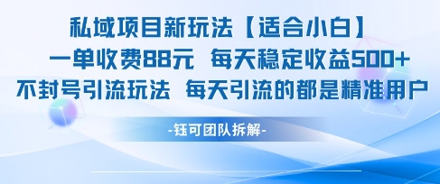 私域项目新玩法【适合小白】 一单收费88.每天稳定收益几张-小白网创