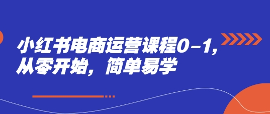 小红书电商运营课程0-1，从零开始，简单易学-小白网创