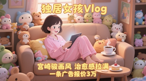 单个账号涨粉71W！用AI制作独居女孩Vlog，宫崎骏画风，治愈感拉满，一条广告报价3W-小白网创