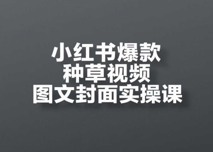 小红书爆款种草视频图文封面实操课，​开店、选品、引流、变现全流程-小白网创