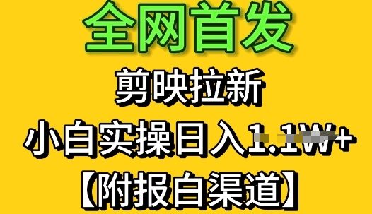 全网首发：剪映拉新，小白实操单日收益1k+【附报白渠道】-小白网创