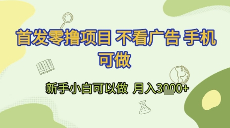 首发零撸项目 不看广告 手机可做 新手小白可以做  月入3k+【揭秘】-小白网创