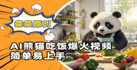 Ai熊猫吃饭爆火视频，条条原创，简单易上手-小白网创