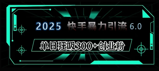 2025年快手6.0保姆级教程震撼来袭，单日狂吸300+精准创业粉-小白网创