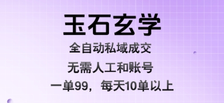 玉石玄学全自动私域成交，一单99每天十单以上，无需人工和矩阵账号，蓝海项目直接干【揭秘】-小白网创
