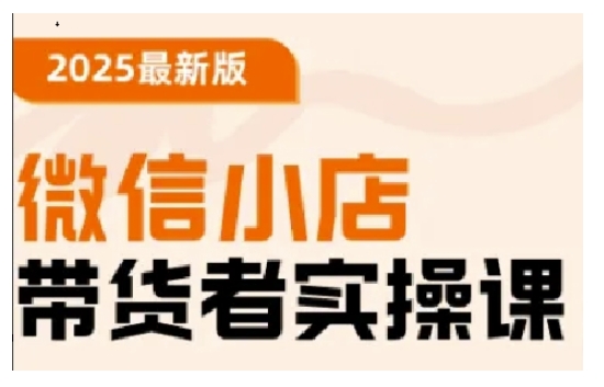 2025最新版微信小店带货者实操课，基础操作到高级运营技巧，快速上手-小白网创