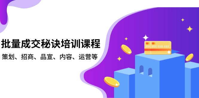 （13908期）批量成交秘诀培训课程，策划、招商、品宣、内容、运营等-小白网创