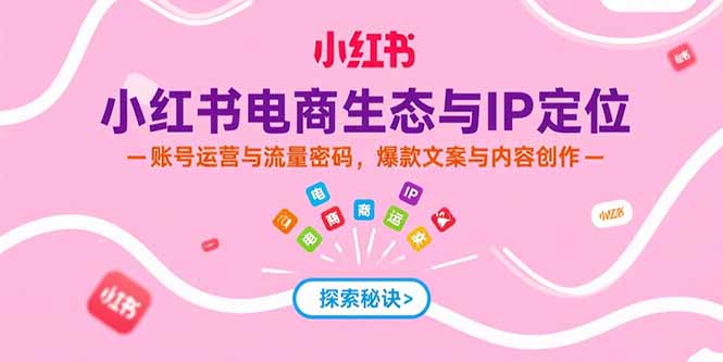 （15350期）小红书电商生态与IP定位，账号运营与流量密码，爆款文案与内容创作-小白网创
