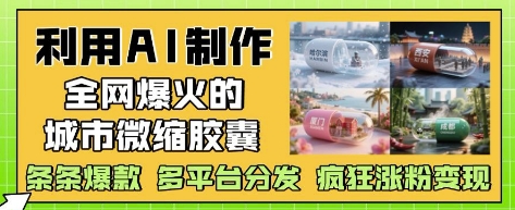 利用AI制作全网爆火的城市微缩胶囊，条条爆款， 多平台分发，疯狂涨粉变现-小白网创