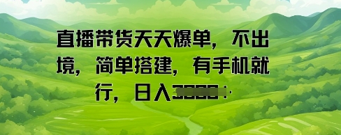 直播带货天天爆单，不出境，简单搭建，有手机就行，日入多张-小白网创