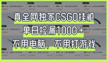 真全网独家CSGO挂G，单日捡漏1k+【揭秘】-小白网创