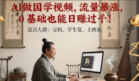 AI做国学视频，流量暴涨 ，0 基础也能日入多张-小白网创