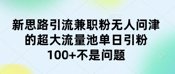 新思路引流兼职粉无人问津的超大流量池单日引粉100+不是问题-小白网创