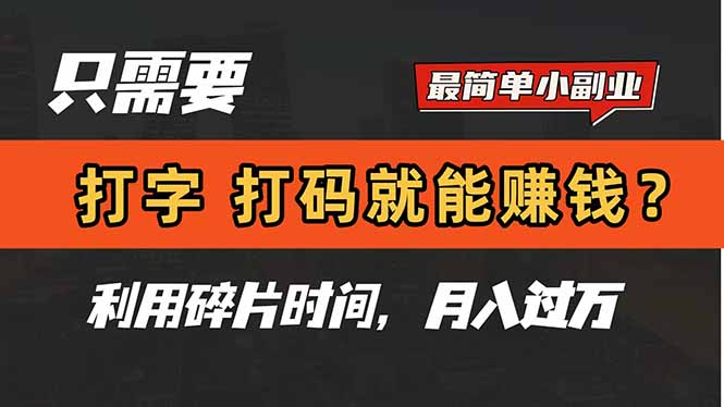 （14672期）只需要打字，打码，就能赚钱？简单的赚钱小副业，利用碎片时间，月入过万-小白网创