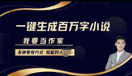 我要当作家，一键生成百万字小说，多种变现方式，轻松月入过W+-小白网创