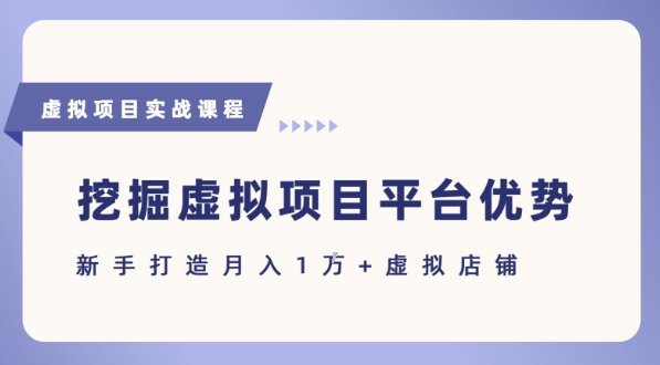抓住虚拟项目各平台优势，新手轻松月入1W+(给出具体建议)-小白网创