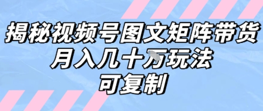 解密视频号图文矩阵带货，月入几个W的打法，可复制-小白网创