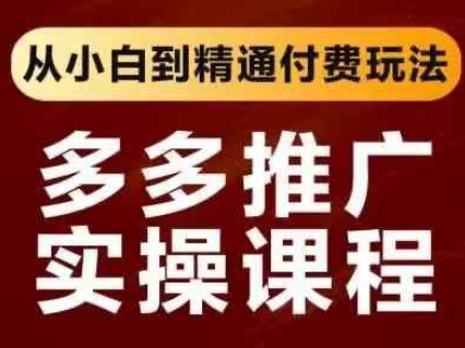 拼多多推广实操课程，从小白到精通付费玩法-小白网创