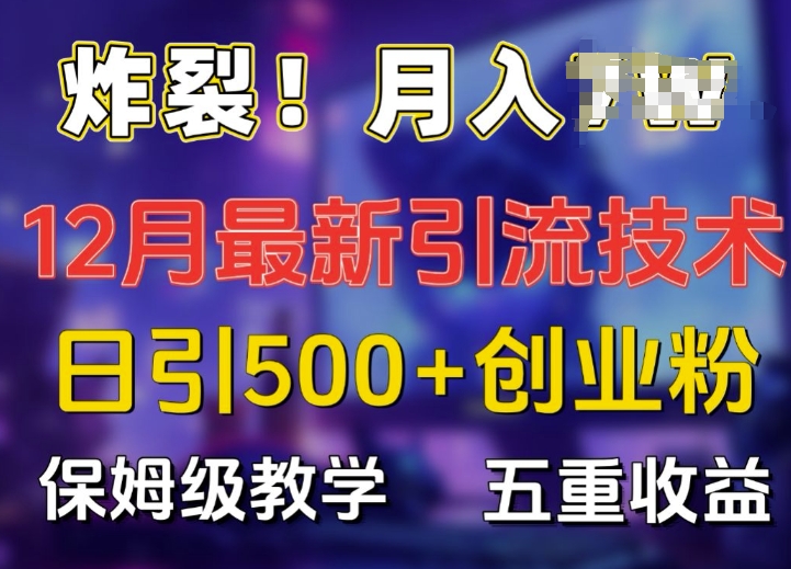 炸裂!揭秘12月最新日引流500+精准创业粉，多重收益保姆级教学-小白网创