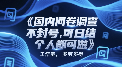 国内问卷调查，不封号，可日结，多劳多得，工作室，个人都可做-小白网创