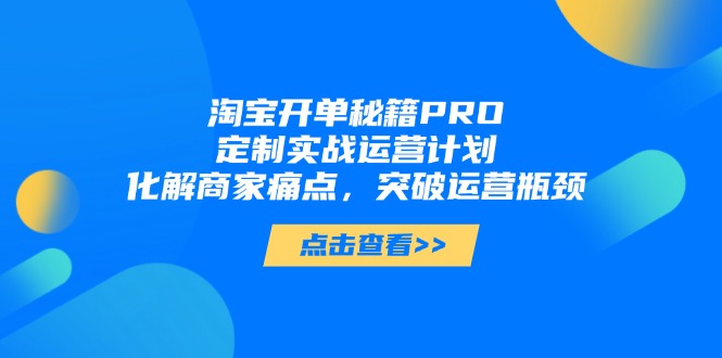 （14642期）淘宝开单秘籍PRO，定制实战运营计划，化解商家痛点，突破运营瓶颈-小白网创