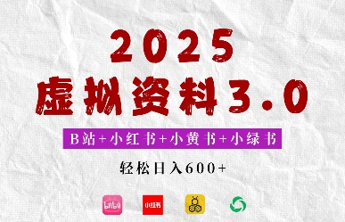 2025年B站+小红书+小黄书+小绿书组合新玩法，虚拟资料3.0打法，轻松日入多张-小白网创