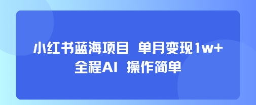 小红书蓝海项目 单月变现1w+ 全程AI 操作简单-小白网创