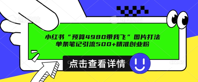 小红书图片引流打法，一张图片引爆创业粉 私信回不完，单条笔记引流500+精准创业粉-小白网创