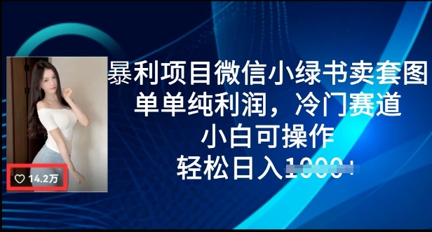暴利项目微信小绿书卖套图，单单纯利润，冷门赛道， 小白可操作，轻松日入多张-小白网创