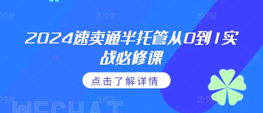 2024速卖通半托管从0到1实战必修课，掌握通投广告打法、熟悉速卖通半托管的政策细节-小白网创