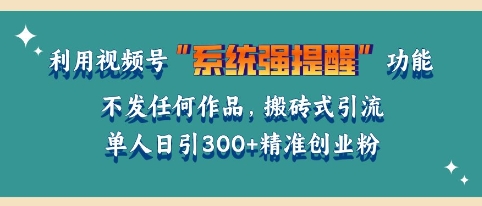 利用微信视频号系统提醒功能，引流精准创业粉，无需发布任何作品，单人单日引流300+创业粉-小白网创