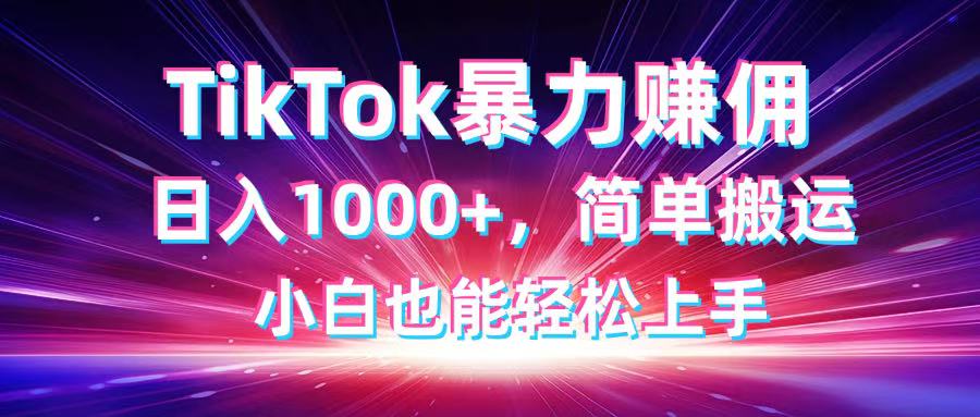 （14402期）TikTok搬运暴力赚佣，日入1000+，简单搬运，小白也能轻松上手-小白网创