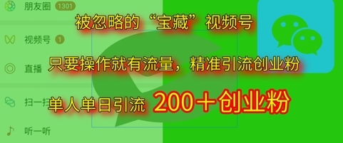 被忽略的“宝藏”视频号引流精准创业粉单人单日引流200+精准粉-小白网创