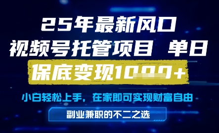 25年最新风口，视频号托管项目，单日保底变现1k+，手把手教学【揭秘】-小白网创