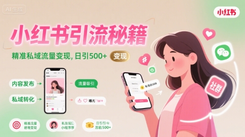 小红书引流秘籍，精准私域流量变现，日引500+-小白网创