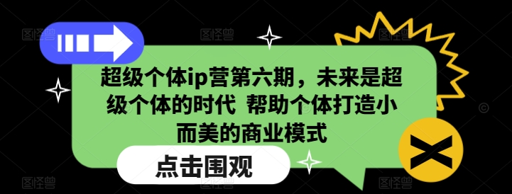 超级个体ip营第六期，未来是超级个体的时代  帮助个体打造小而美的商业模式-小白网创