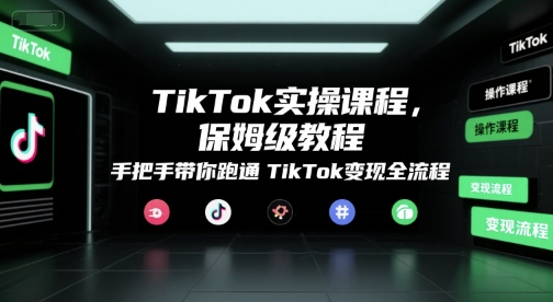 TikTok实操课程，保姆级教程，手把手带你跑通TikTok变现全流程-小白网创