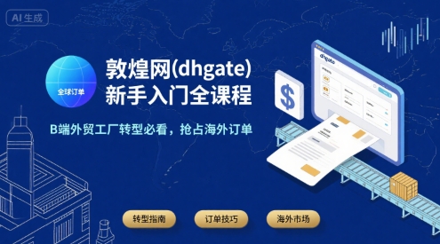 敦煌网(dhgate)新手入门全课程，B端外贸工厂转型必看，抢占海外订单-小白网创