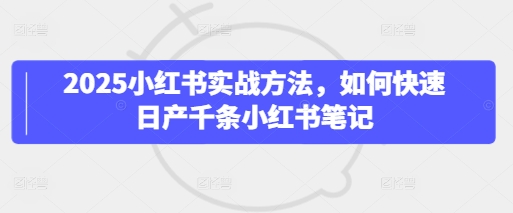 2025小红书实战方法，如何快速日产千条小红书笔记-小白网创