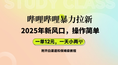 哔哩哔哩暴力拉新：2025年新风口，一单12元，一天数张(附开白渠道和保姆级教程)-小白网创