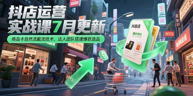 （15329期）抖店运营实战课7月更新，商品卡自然流截流技术，达人团队搭建爆款选品-小白网创