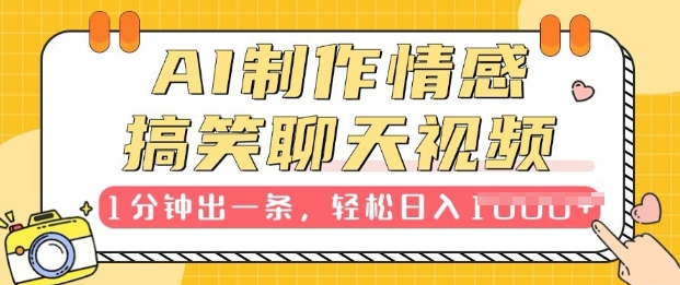 AI制作情感搞笑聊天视频，1分钟出一条，100%过原创，新手也能轻松上手-小白网创